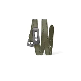 MESSIKA, MY MOVE LEATHER BRACELET, OLIVE GREEN, DARK GREY TITANIUM