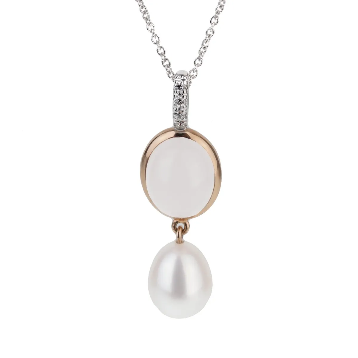 Mimi Milano Milky Quartz Pearl Diamond Necklace