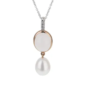 Mimi Milano Milky Quartz Pearl Diamond Necklace