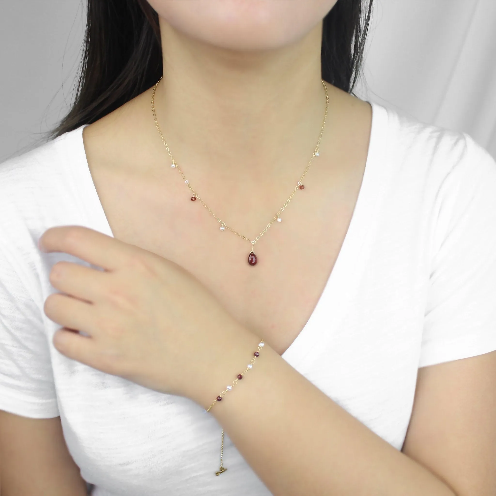 MiniDot Necklace: Garnet
