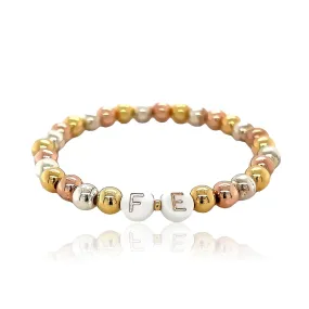 Monaco Initial Three Tone Ball Bracelet