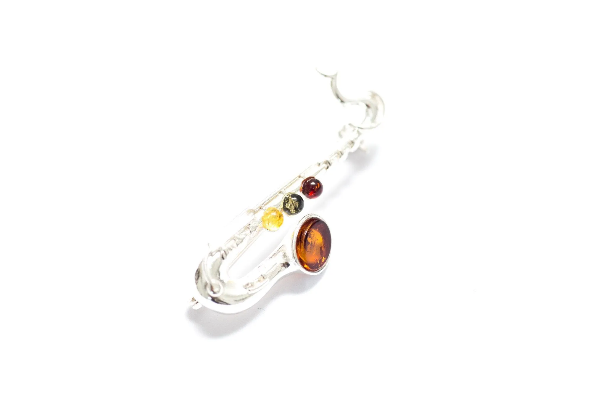 Multi Amber Saxophone Brooch