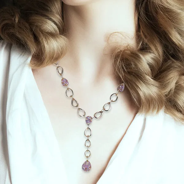 Multi-Colored Sapphire & Diamond Gold Necklace