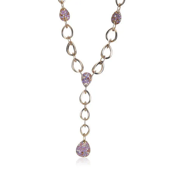 Multi-Colored Sapphire & Diamond Gold Necklace