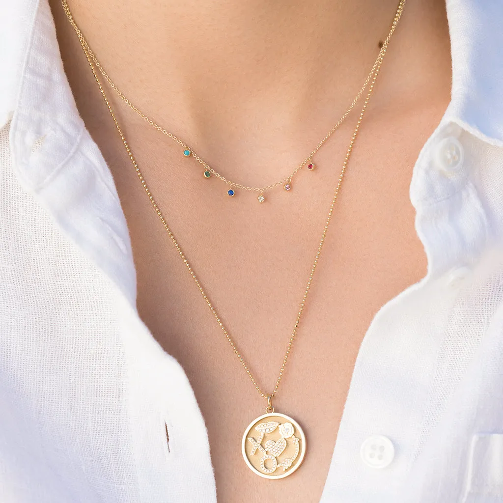 Multicolor Mini Bezel Dangle Necklace