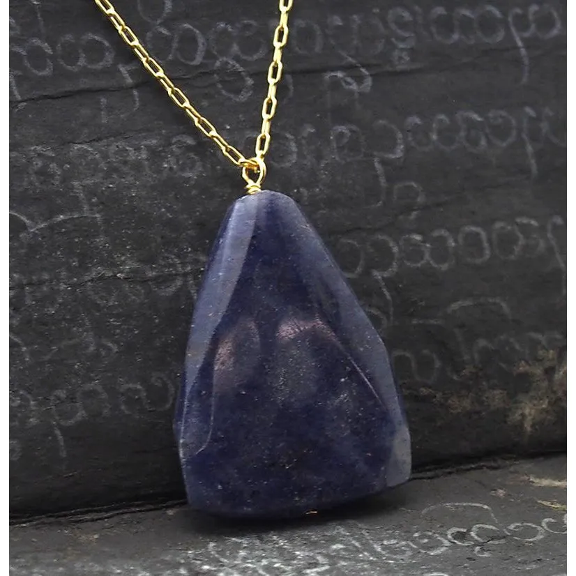 Natural Blue Aventurine Necklace On Gold Filled Chain With Gold Filled Trigger Clasp