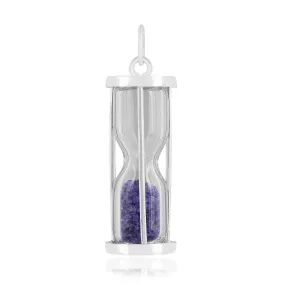 Natural Blue Sapphire Hourglass Pendant Necklace