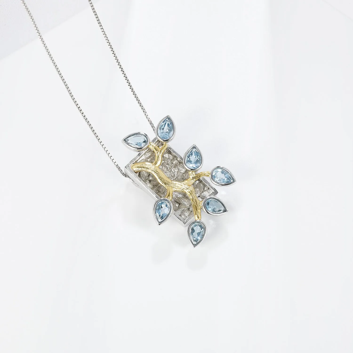 Natural Colourful Gemstones Flower Branch Jade Leaf Pendant Silver Necklace for Women