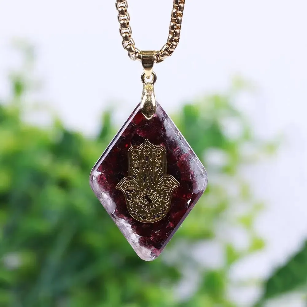 Natural Garnet Orgonite Revitalizing Necklace