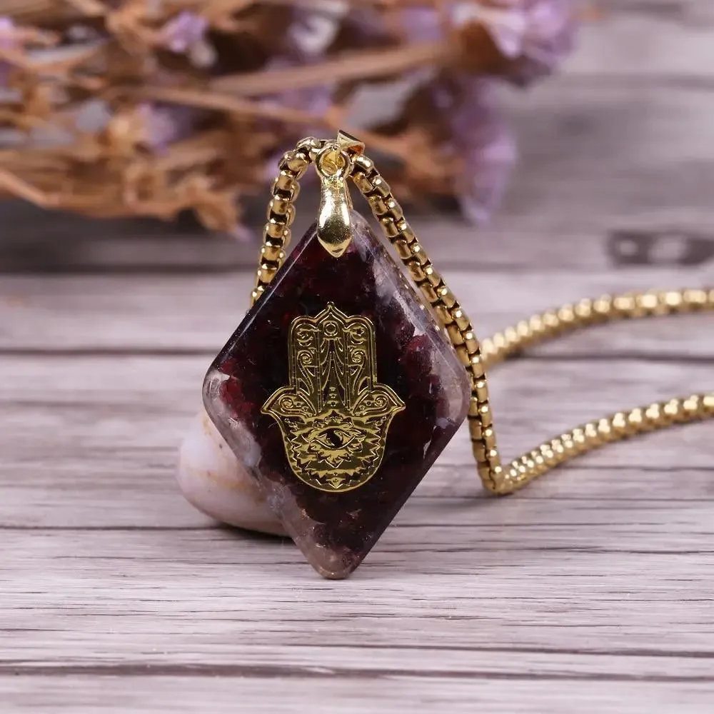 Natural Garnet Orgonite Revitalizing Necklace