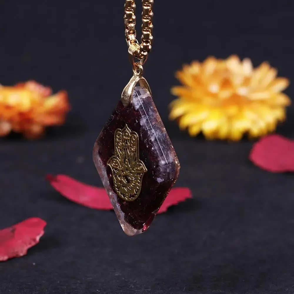 Natural Garnet Orgonite Revitalizing Necklace