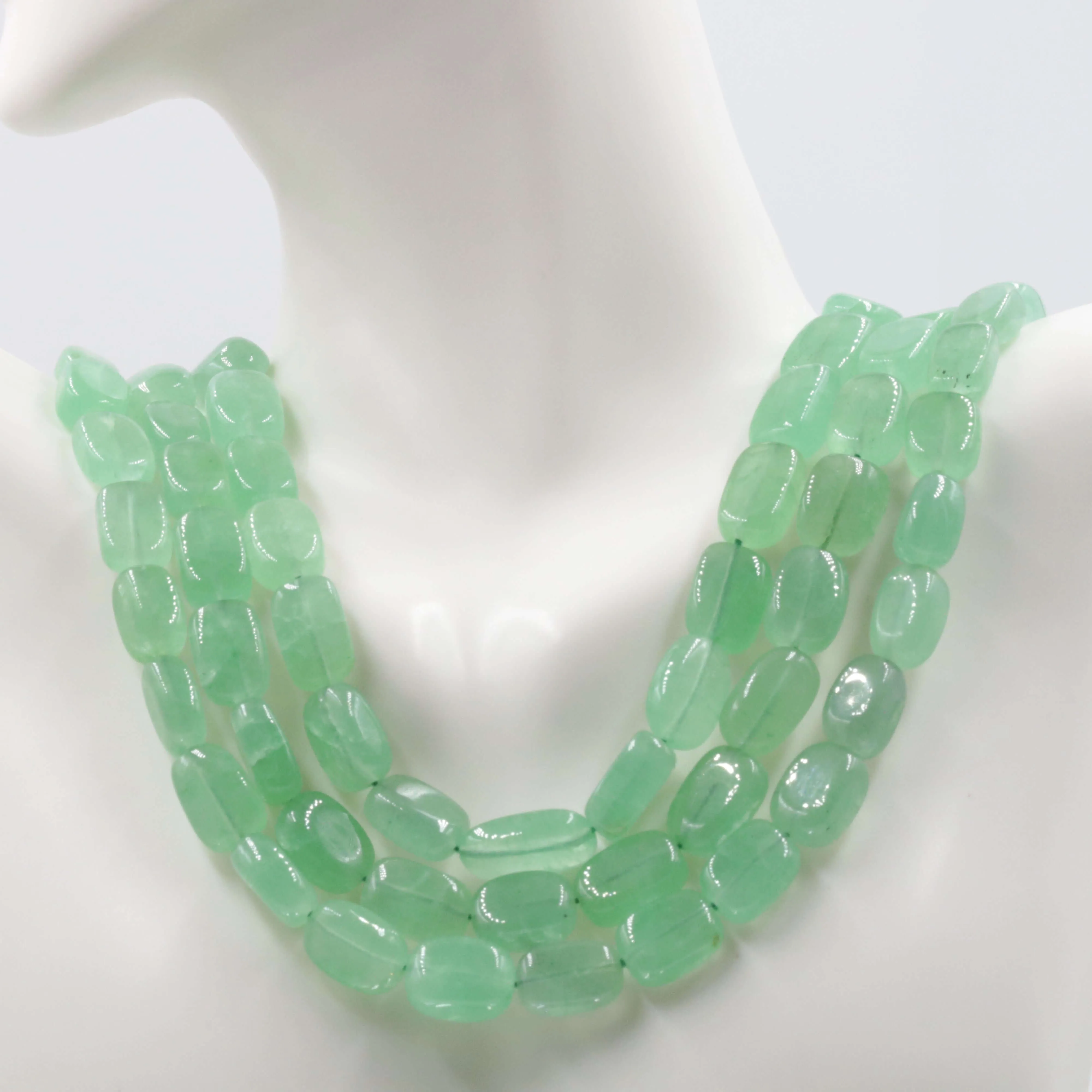 Natural Green Quartz Beaded Necklace Quartz Necklace Layered Necklace Quartz Indian SarafaSKU 6142672 6142674