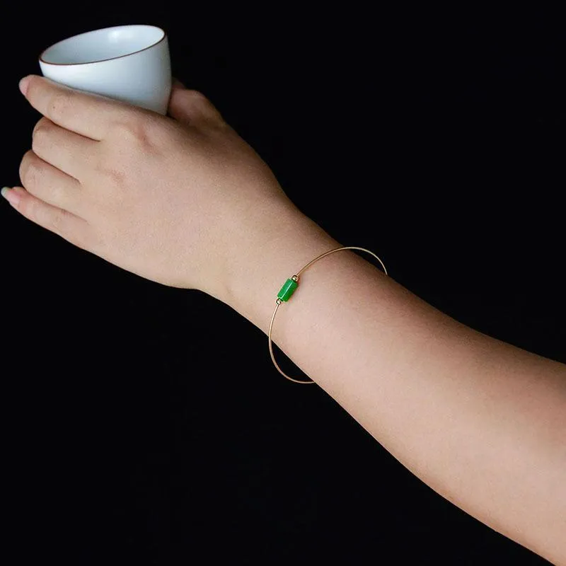 Natural Jade Bracelet Jadeite 18k Gold-Filled Jade NB134