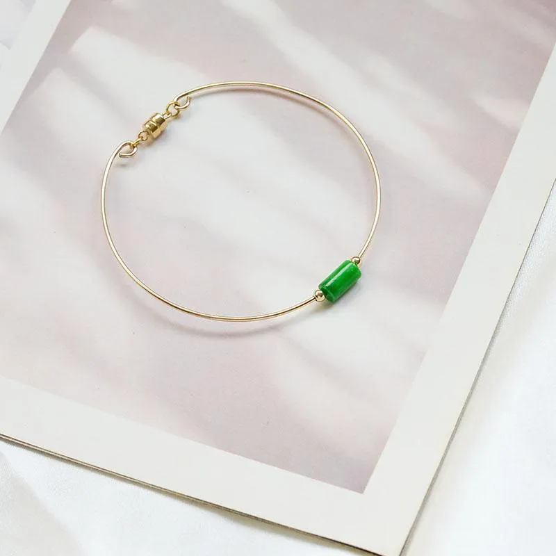 Natural Jade Bracelet Jadeite 18k Gold-Filled Jade NB134