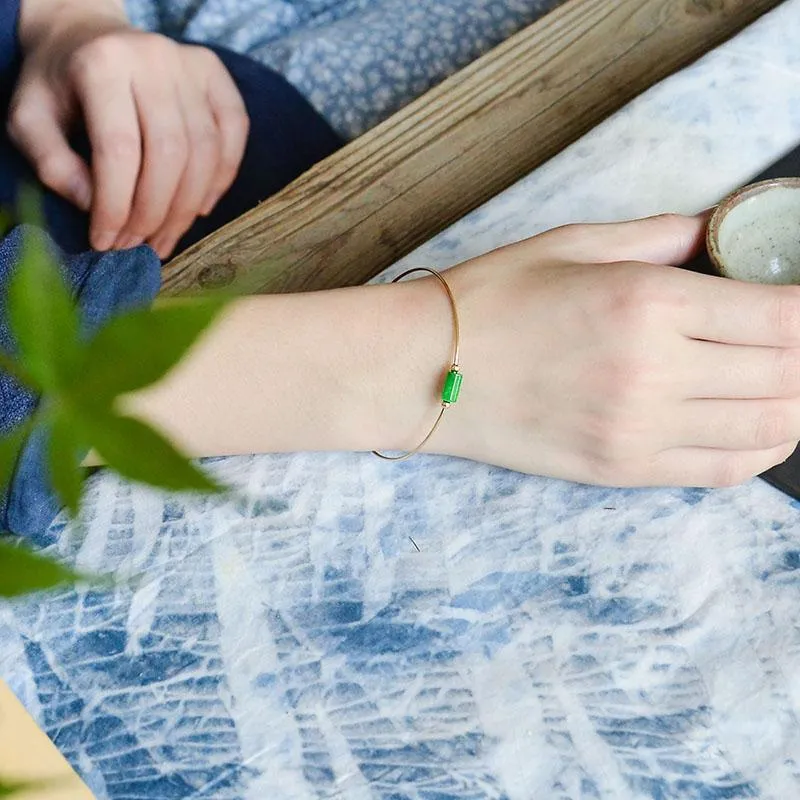 Natural Jade Bracelet Jadeite 18k Gold-Filled Jade NB134