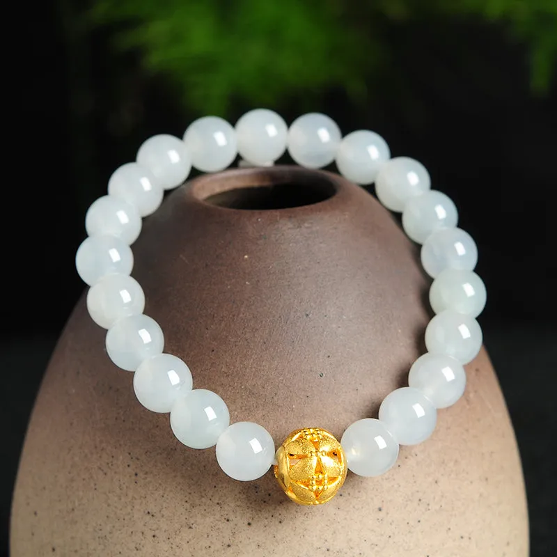 Natural Jade Bracelet Jadeite Gold Bracelet BT45
