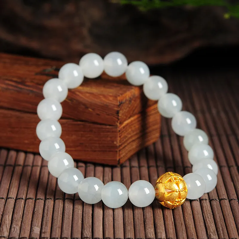Natural Jade Bracelet Jadeite Gold Bracelet BT45
