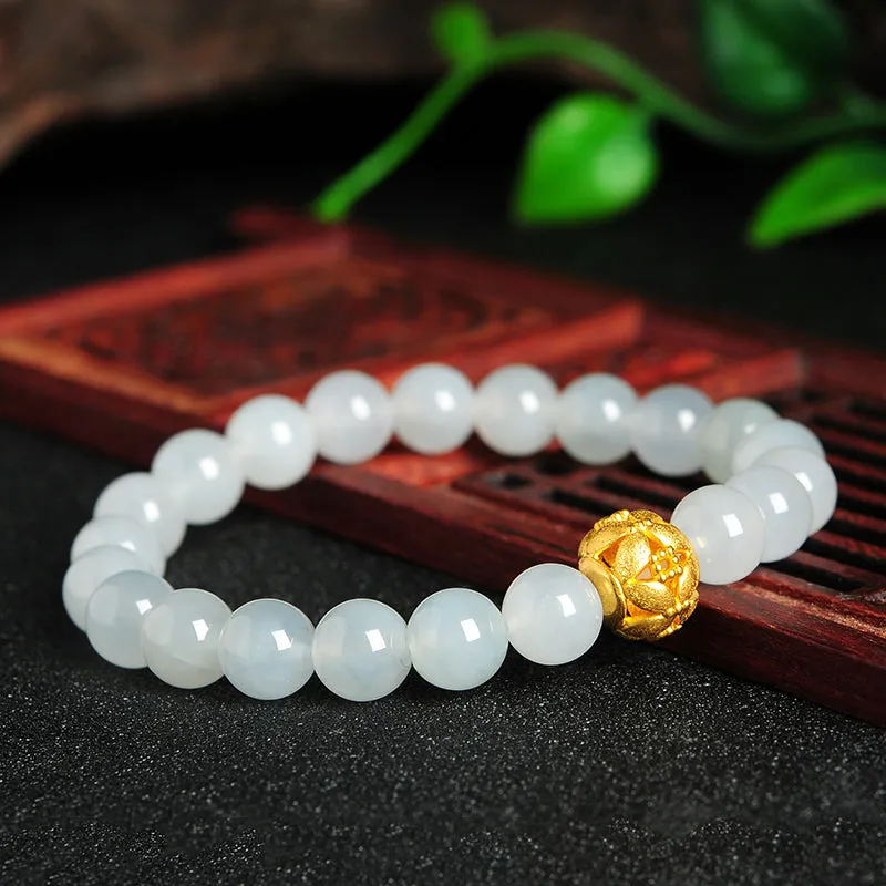 Natural Jade Bracelet Jadeite Gold Bracelet BT45