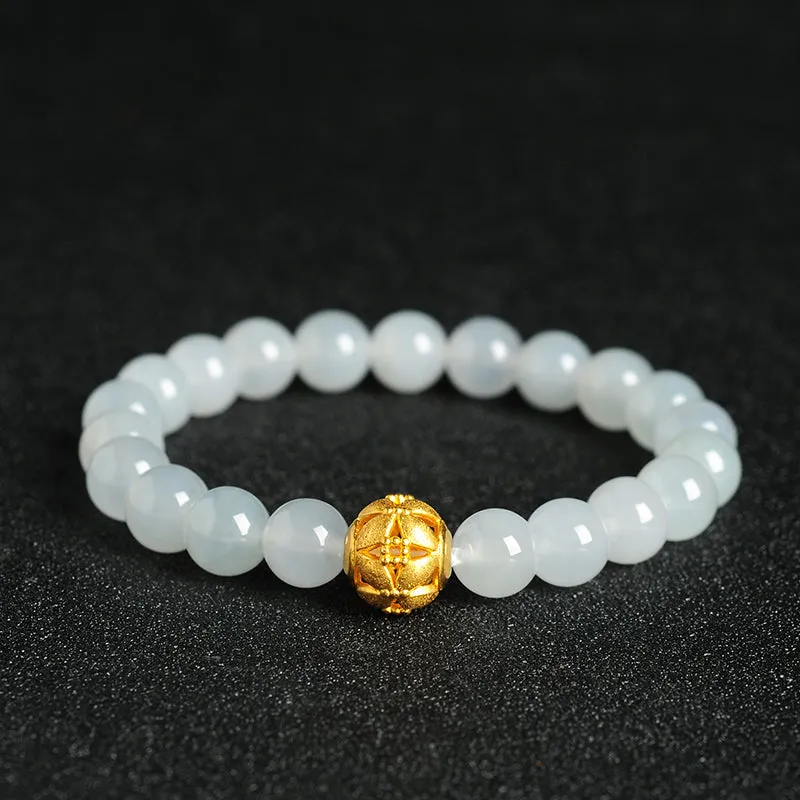 Natural Jade Bracelet Jadeite Gold Bracelet BT45