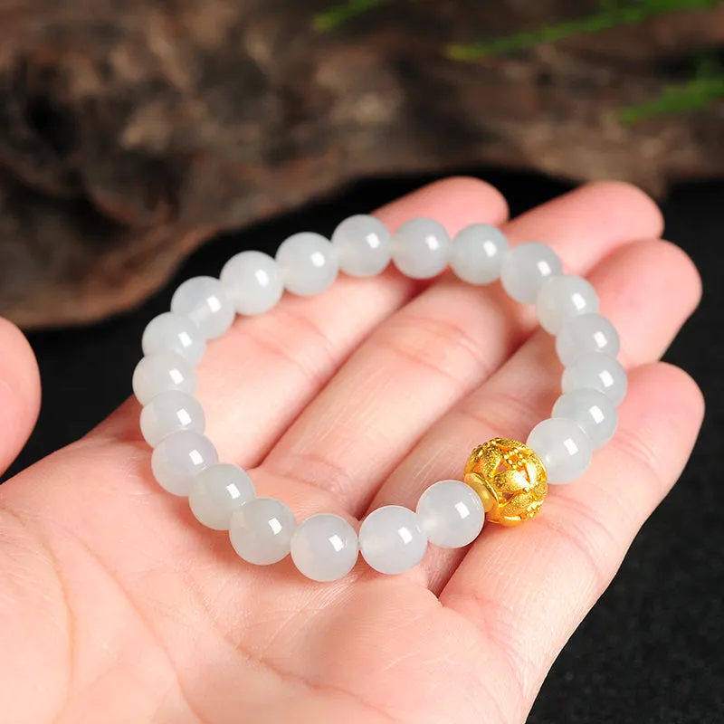 Natural Jade Bracelet Jadeite Gold Bracelet BT45