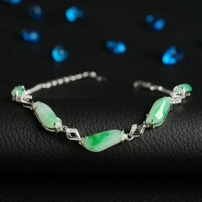 Natural Jade Bracelet Jadeite Silver Bracelet BT106