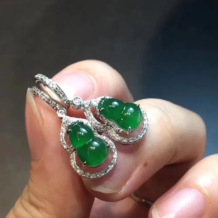 Natural Jade Earrings Jadeite Earrings NEG60