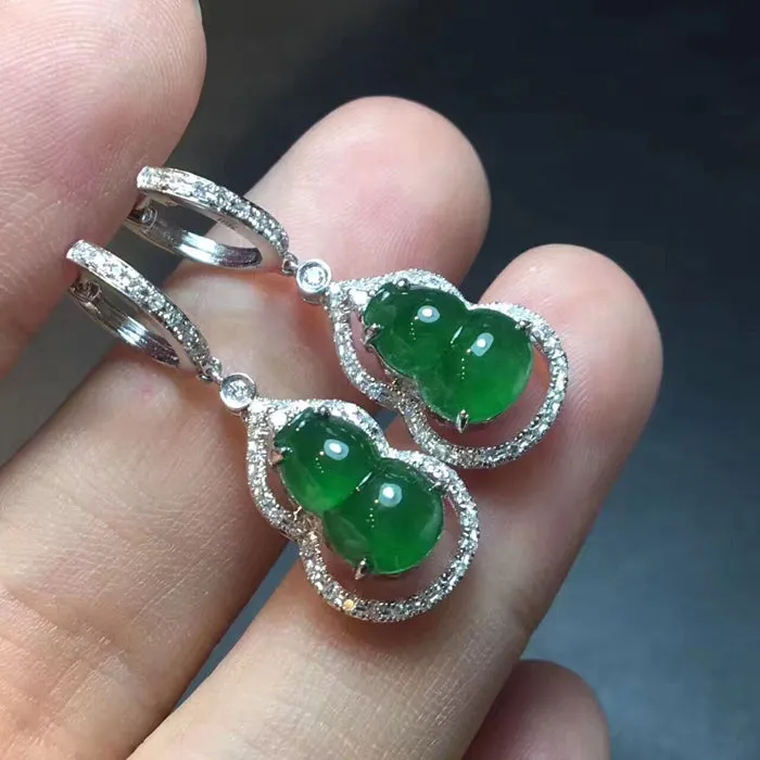 Natural Jade Earrings Jadeite Earrings NEG60