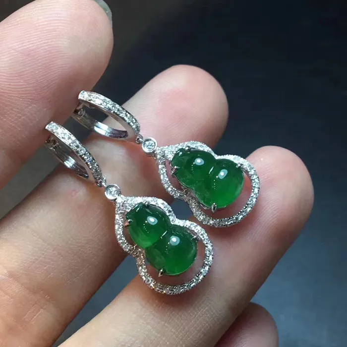 Natural Jade Earrings Jadeite Earrings NEG60