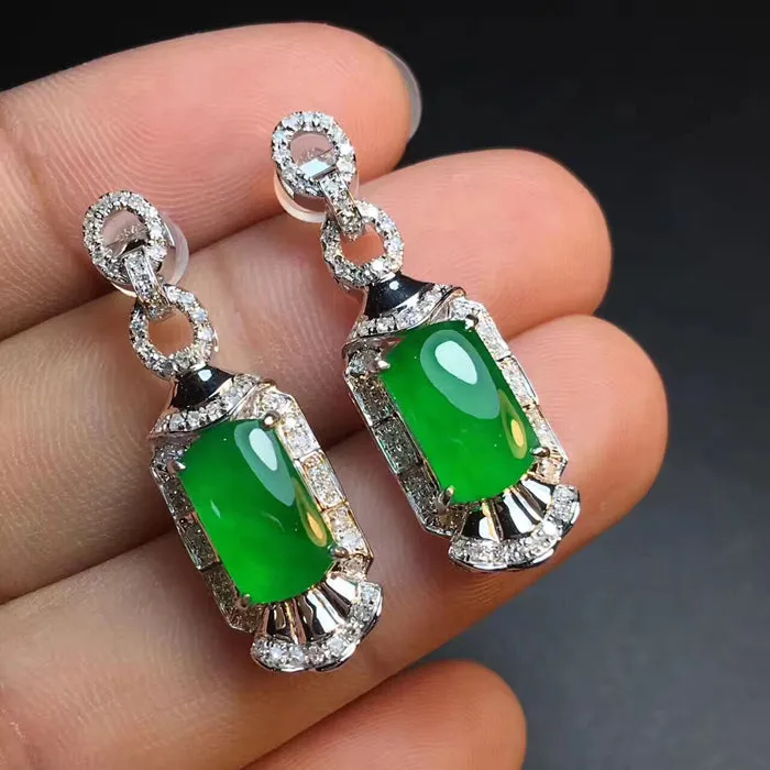 Natural Jade Earrings Jadeite Earrings NEG74