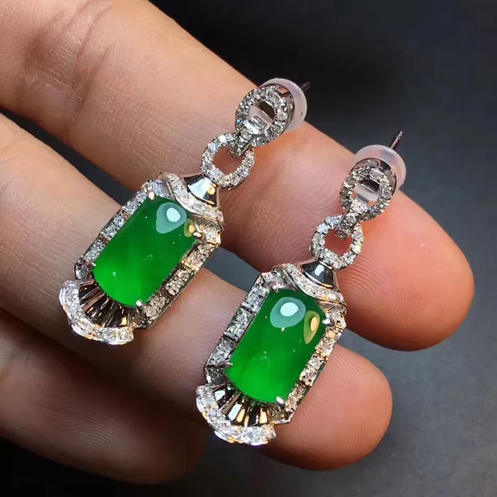 Natural Jade Earrings Jadeite Earrings NEG74