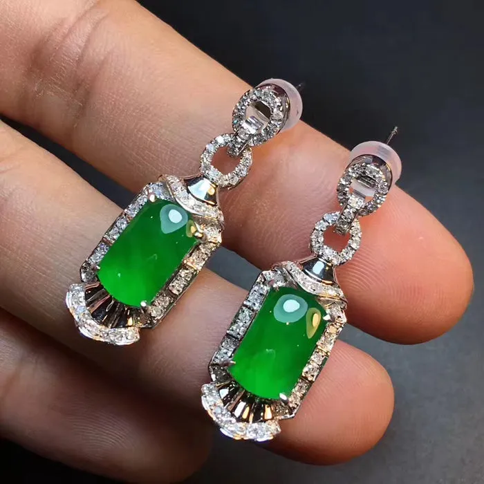 Natural Jade Earrings Jadeite Earrings NEG74