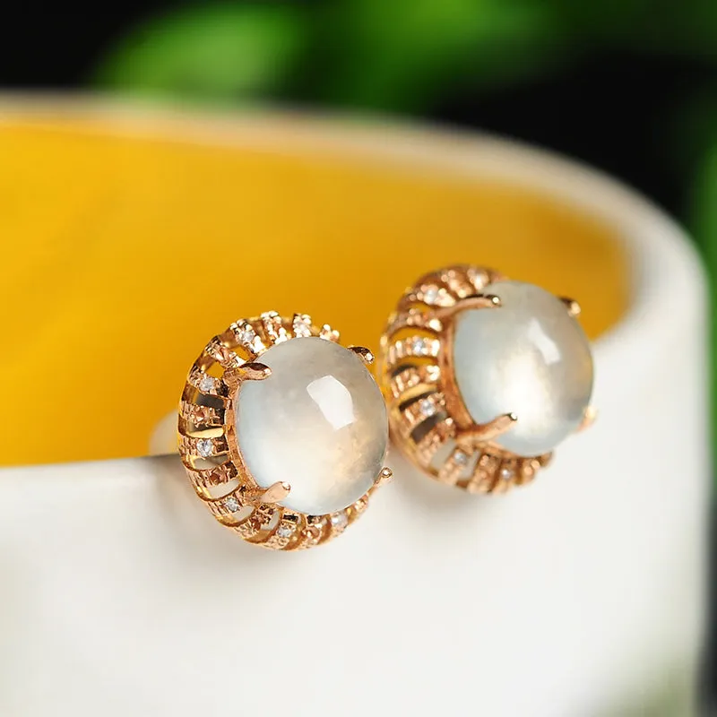 Natural Jade Earrings Jadeite Gold Earrings EG14