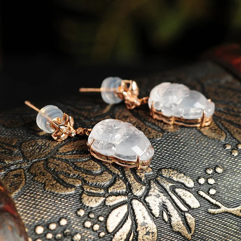 Natural Jade Earrings Jadeite Gold Earrings EG15