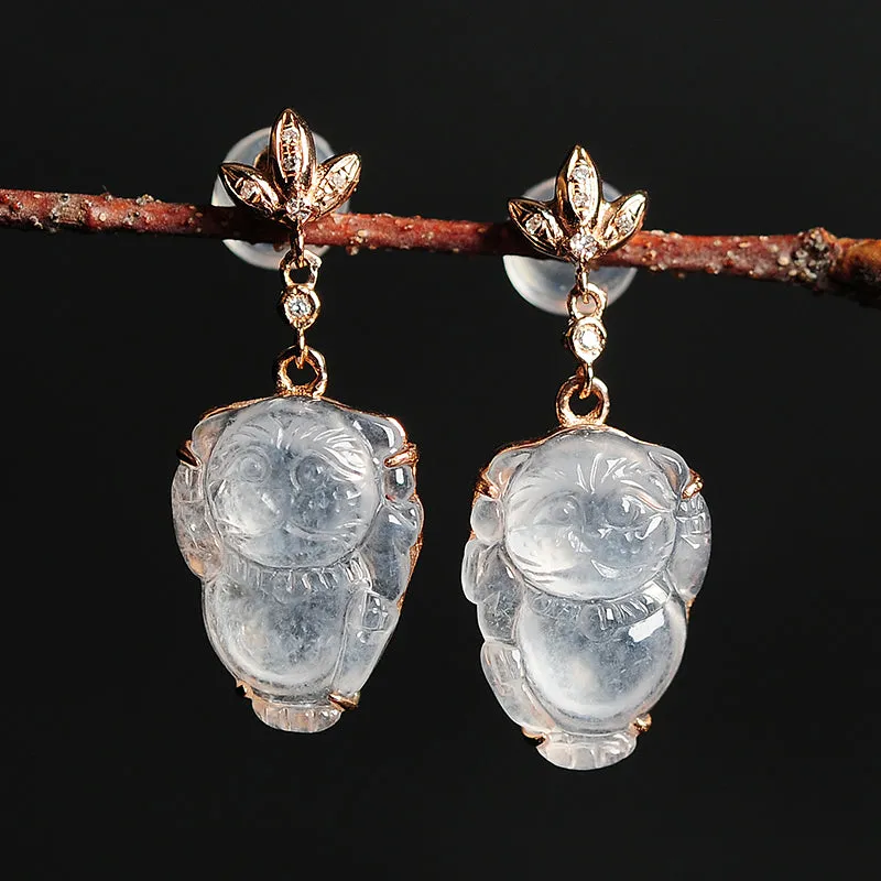 Natural Jade Earrings Jadeite Gold Earrings EG15