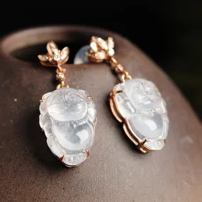 Natural Jade Earrings Jadeite Gold Earrings EG15