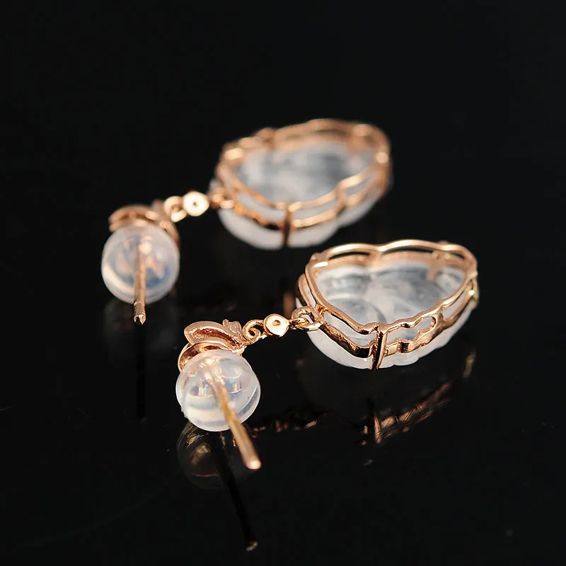 Natural Jade Earrings Jadeite Gold Earrings EG15