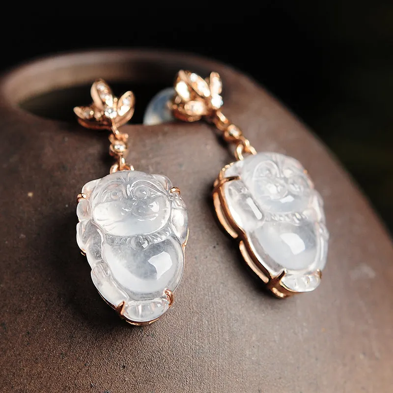 Natural Jade Earrings Jadeite Gold Earrings EG15