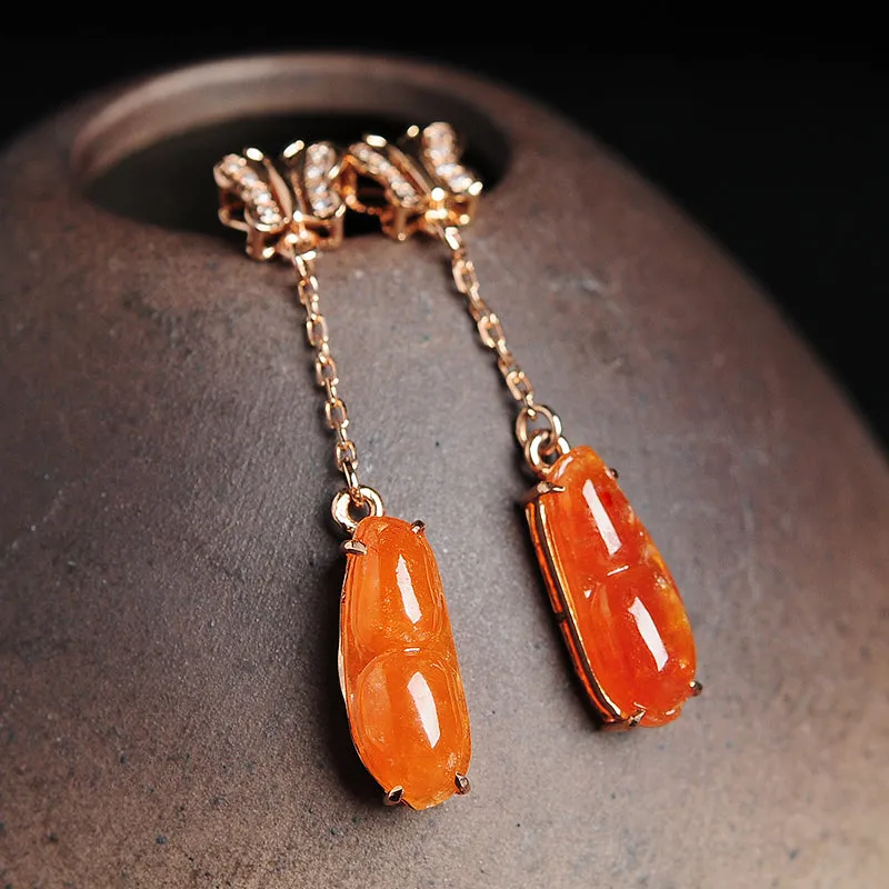 Natural Jade Earrings Jadeite Gold Earrings EG29