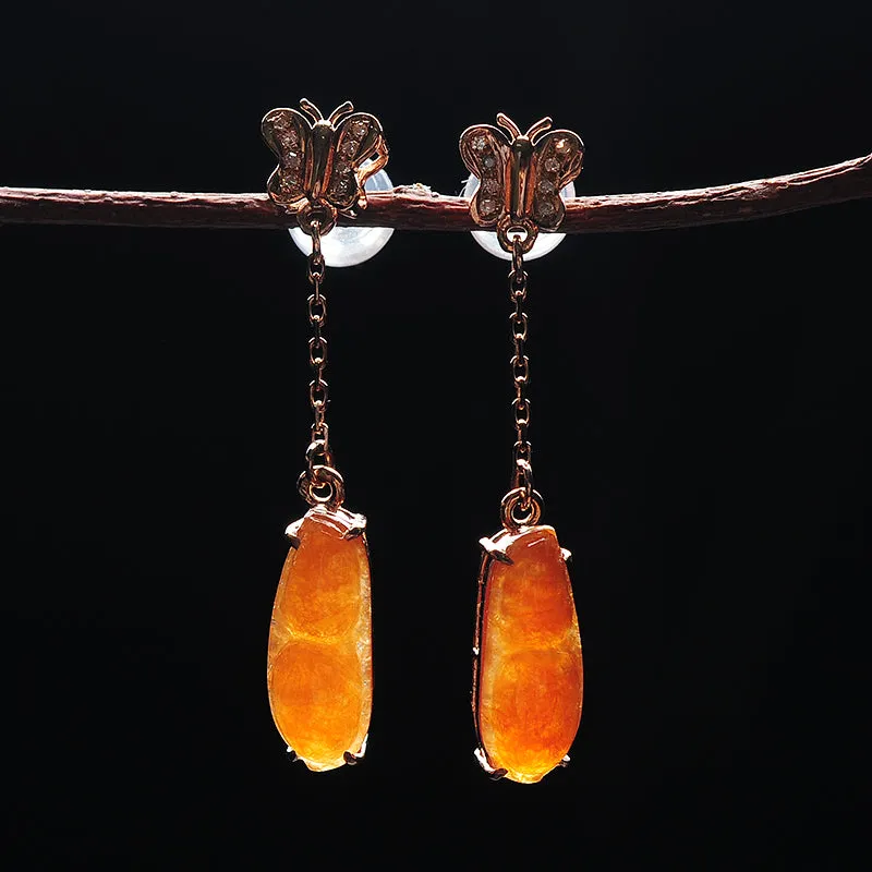 Natural Jade Earrings Jadeite Gold Earrings EG29