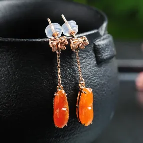 Natural Jade Earrings Jadeite Gold Earrings EG29