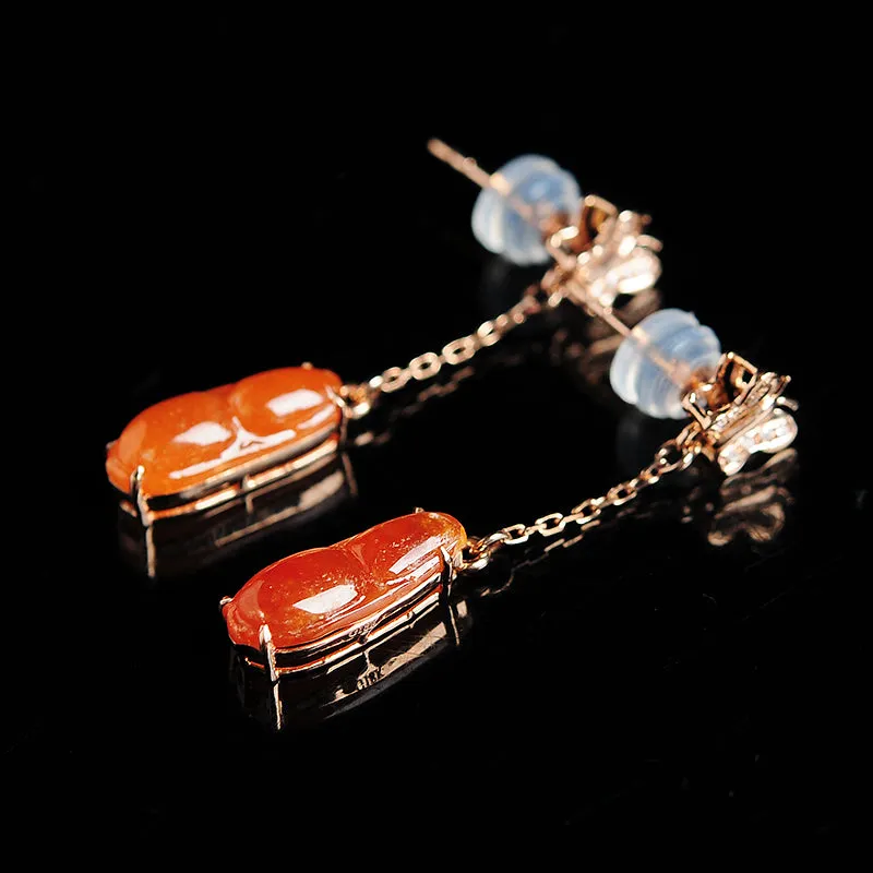 Natural Jade Earrings Jadeite Gold Earrings EG29
