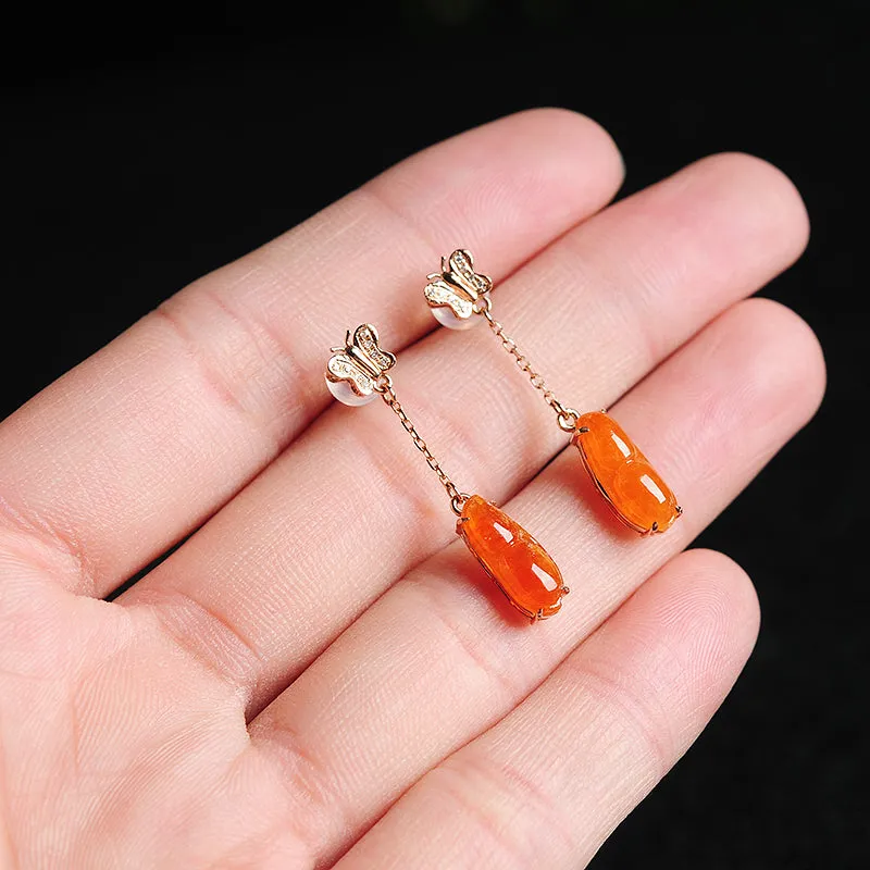 Natural Jade Earrings Jadeite Gold Earrings EG29