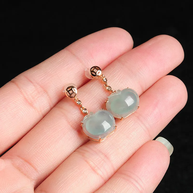 Natural Jade Earrings Jadeite Gold Earrings EG46