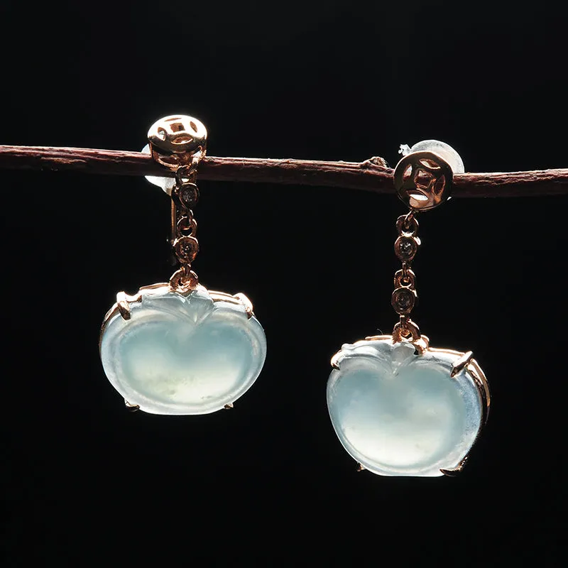 Natural Jade Earrings Jadeite Gold Earrings EG46