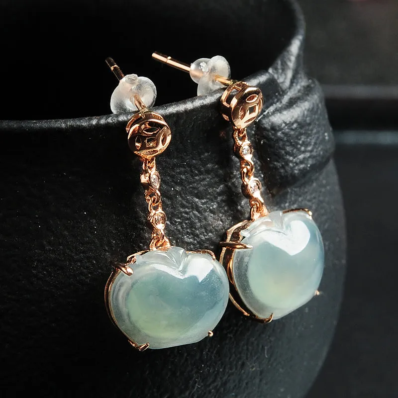 Natural Jade Earrings Jadeite Gold Earrings EG46