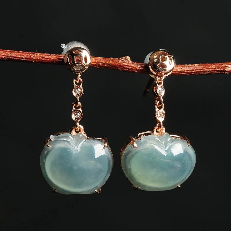 Natural Jade Earrings Jadeite Gold Earrings EG46