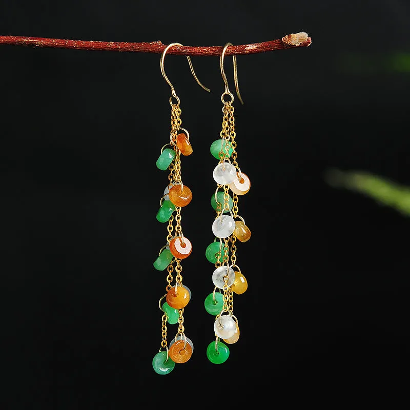 Natural Jade Earrings Jadeite Gold Earrings EG56