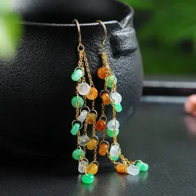 Natural Jade Earrings Jadeite Gold Earrings EG56