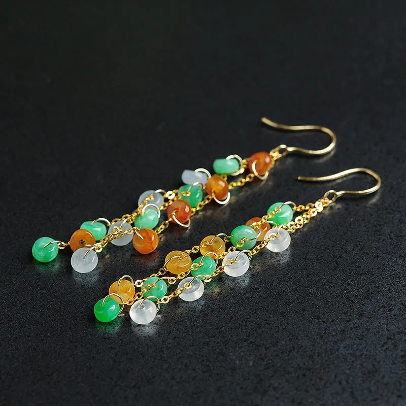 Natural Jade Earrings Jadeite Gold Earrings EG56