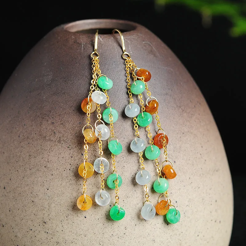 Natural Jade Earrings Jadeite Gold Earrings EG56